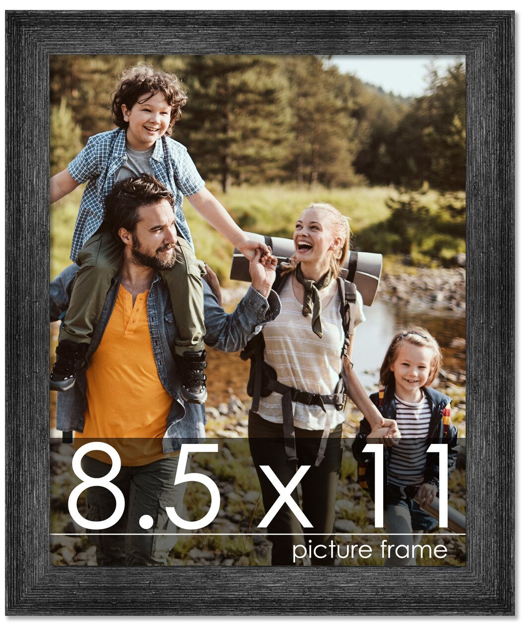 8.5x11 Wide Barnwood Picture Frame with UV-Resistant Acrylic & Acid Free Backing, Available in 6 Paint Finishes - Grey, Brown, White, and Black